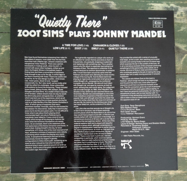Zoot Sims : Quietly There (Zoot Sims Plays Johnny Mandel) (LP, Album)