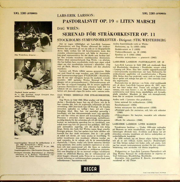 Lars-Erik Larsson, Dag Wirén - Stockholms Symfoniorkester, Stig Westerberg ~ Pastoralsvit Op. 19  Liten Marsch  Serenad För Stråkorkester, Op.11 (Vinyl) - Djungel & Jazz