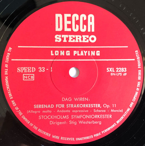Lars-Erik Larsson, Dag Wirén - Stockholms Symfoniorkester, Stig Westerberg ~ Pastoralsvit Op. 19  Liten Marsch  Serenad För Stråkorkester, Op.11 (Vinyl) - Djungel & Jazz