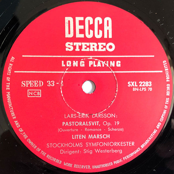 Lars-Erik Larsson, Dag Wirén - Stockholms Symfoniorkester, Stig Westerberg ~ Pastoralsvit Op. 19  Liten Marsch  Serenad För Stråkorkester, Op.11 (Vinyl) - Djungel & Jazz