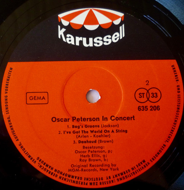 Oscar Peterson ~ In Concert (Vinyl) - Djungel & Jazz