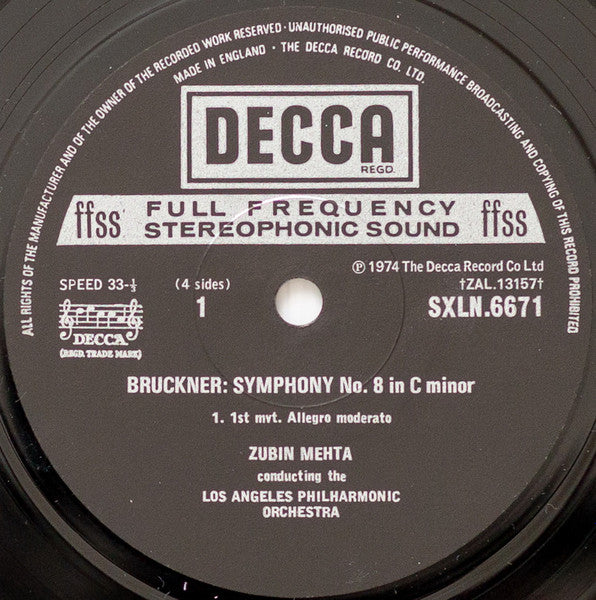 Bruckner, Los Angeles Philharmonic Orchestra, Zubin Mehta ~ Symphony No. 8 In C Minor (Vinyl) - Djungel & Jazz