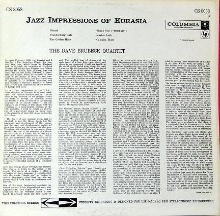 The Dave Brubeck Quartet ~ Jazz Impressions Of Eurasia (Vinyl) - Djungel & Jazz