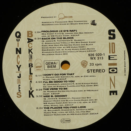 Quincy Jones ~ Back On The Block (Vinyl) - Djungel & Jazz