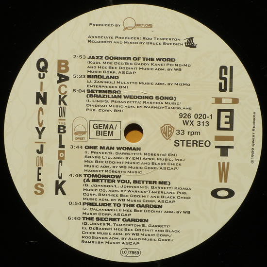 Quincy Jones ~ Back On The Block (Vinyl) - Djungel & Jazz