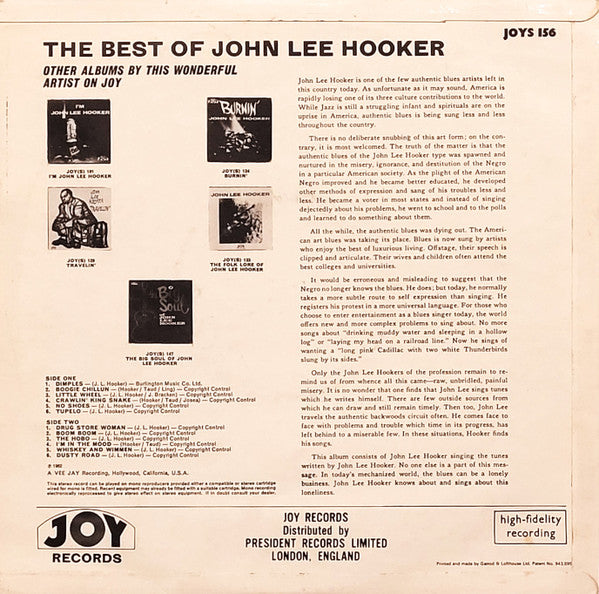 John Lee Hooker ~ The Best Of John Lee Hooker (Vinyl) - Djungel & Jazz