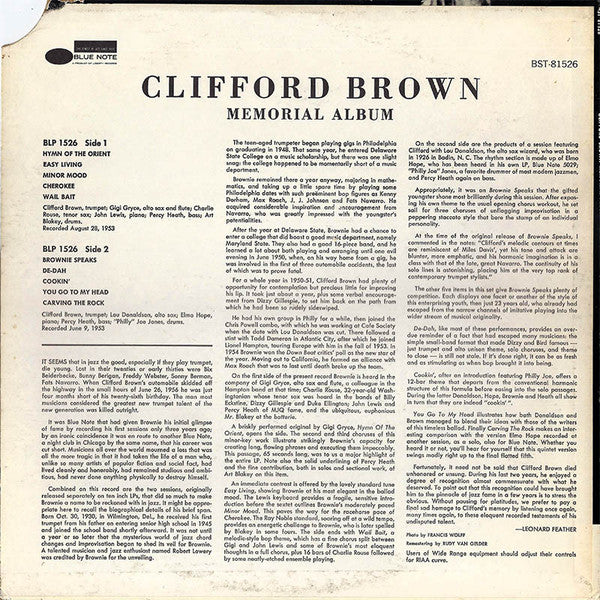 Clifford Brown ~ Memorial Album (Vinyl) - Djungel & Jazz