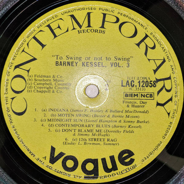 Barney Kessel ~ Vol. 3, "To Swing Or Not To Swing" (Vinyl) - Djungel & Jazz