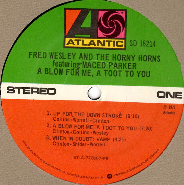 Fred Wesley & The Horny Horns Featuring Maceo Parker : A Blow For Me, A Toot To You (LP, Album, Pre)