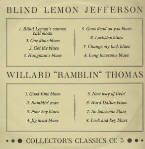 Blind Lemon Jefferson / Willard "Ramblin" Thomas ~ Blind Lemon Jefferson / Willard "Ramblin" Thomas (Vinyl) - Djungel & Jazz