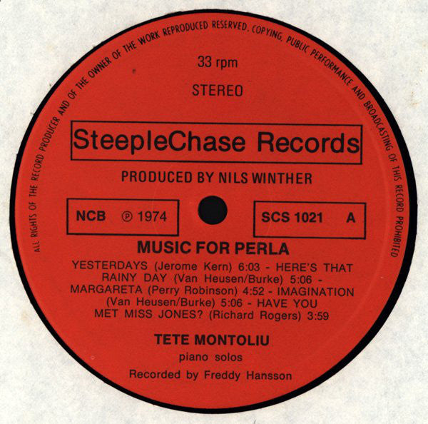 Tete Montoliu ~ Music For Perla (Vinyl) - Djungel & Jazz