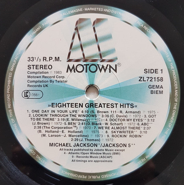 Michael Jackson Plus The Jackson 5 : 18 Greatest Hits (LP, Comp)