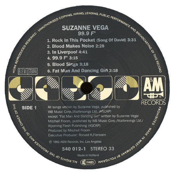 Suzanne Vega ~ 99.9F° (Vinyl) - Djungel & Jazz