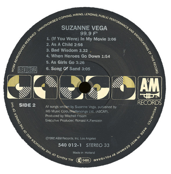 Suzanne Vega ~ 99.9F° (Vinyl) - Djungel & Jazz