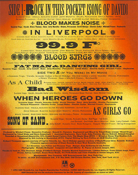 Suzanne Vega ~ 99.9F° (Vinyl) - Djungel & Jazz