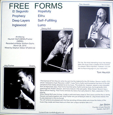 Tom Heurich Trio ~ Free Forms (Vinyl) - Djungel & Jazz