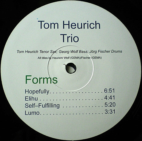 Tom Heurich Trio ~ Free Forms (Vinyl) - Djungel & Jazz