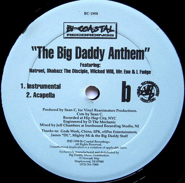 Natruel, Shabazz The Disciple, Wicked Will, Mr. Eon & L Fudge ~ The Big Daddy Anthem (Vinyl) - Djungel & Jazz