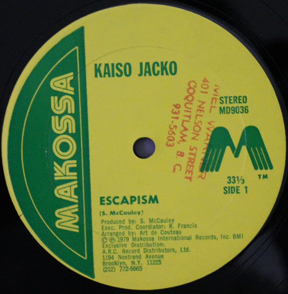 Kaiso Jacko : Escapism / Steelband Jam (12")