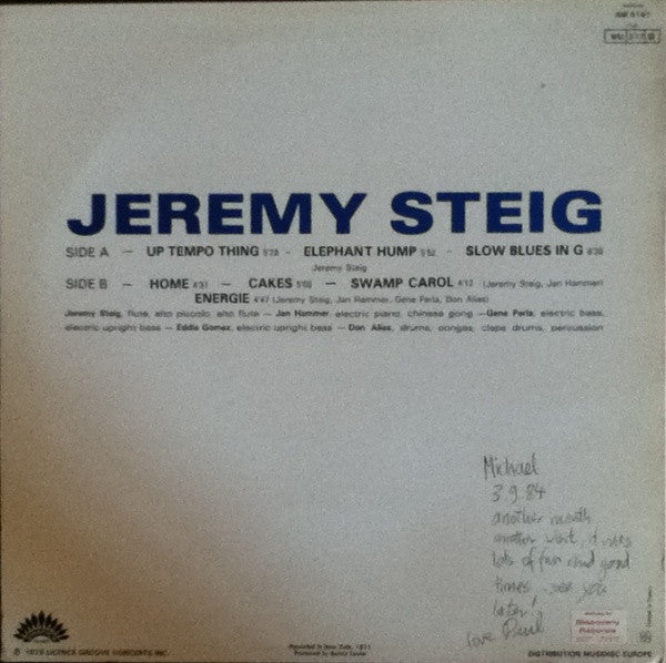 Jeremy Steig ~ Jeremy Steig (Vinyl) - Djungel & Jazz