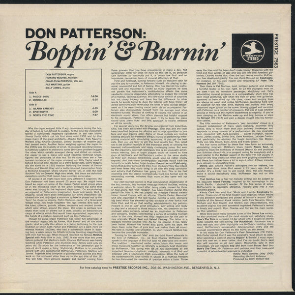 Don Patterson : Boppin' & Burnin' (LP, Album)