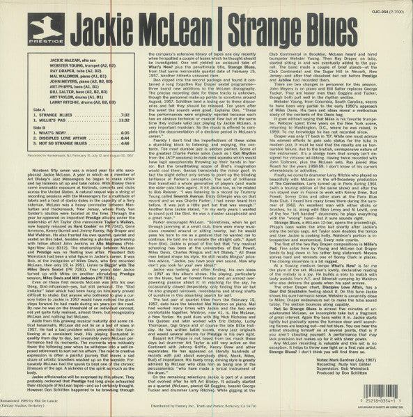 Jackie McLean ~ Strange Blues (Vinyl) - Djungel & Jazz