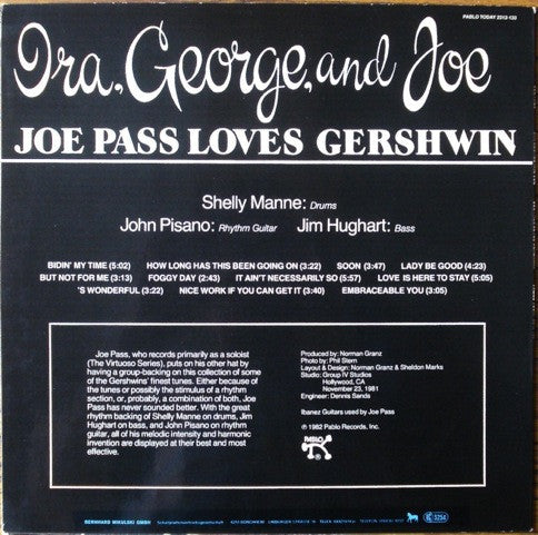 Joe Pass ~ "Ira, George, And Joe" Joe Pass Loves Gershwin (Vinyl) - Djungel & Jazz