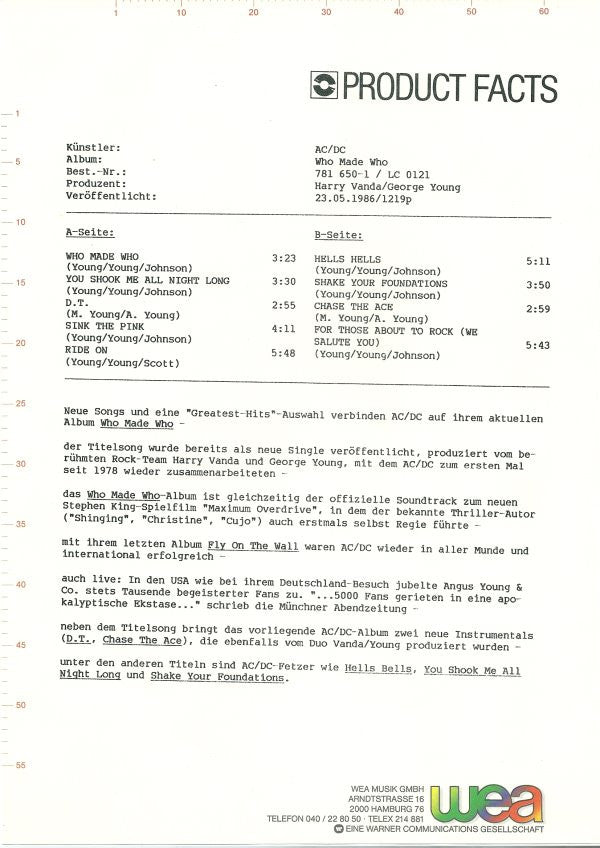 AC/DC : Who Made Who (LP, Album, Comp)