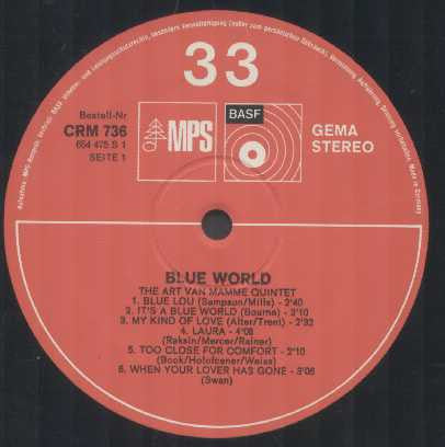 The Art Van Damme Quintet : Blue World (LP, Album, RE)