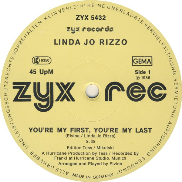 Linda Jo Rizzo ~ You're My First, You're My Last (Vinyl) - Djungel & Jazz