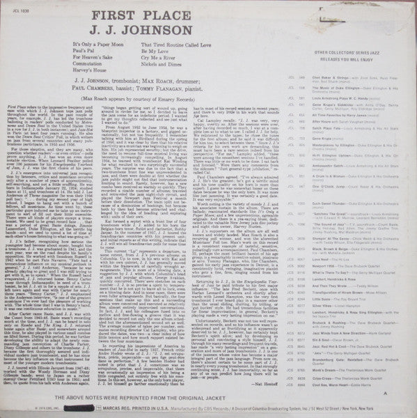 J.J. Johnson ~ First Place (Vinyl) - Djungel & Jazz