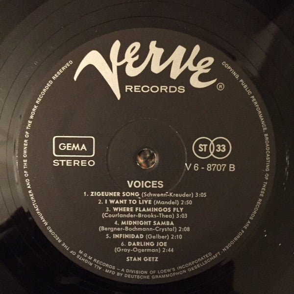 Stan Getz ~ Voices (Vinyl) - Djungel & Jazz