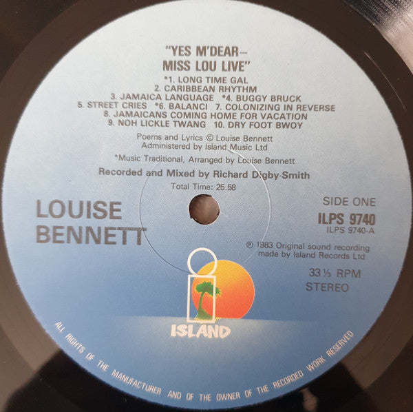 Louise Bennett : Yes M'Dear - Miss Lou Live (LP, Album)