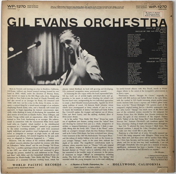 Gil Evans And His Orchestra Featuring Johnny Coles ~ Great Jazz Standards (Vinyl) - Djungel & Jazz