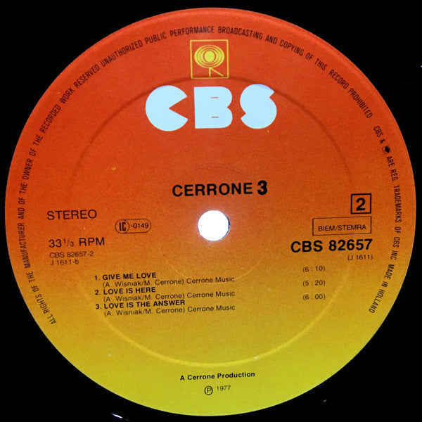 Cerrone : Cerrone 3 - Supernature (LP, Album, P/Mixed, Gat)