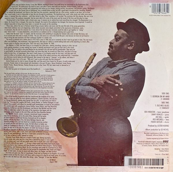 Ben Webster ~ At The Renaissance (Vinyl) - Djungel & Jazz