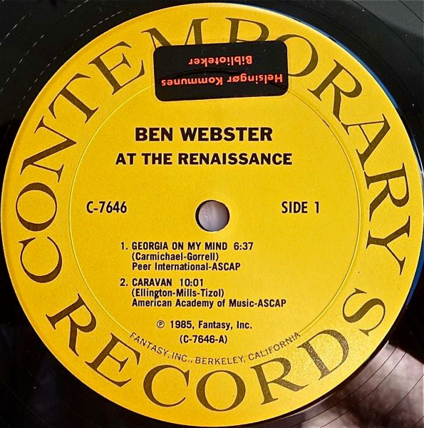 Ben Webster ~ At The Renaissance (Vinyl) - Djungel & Jazz