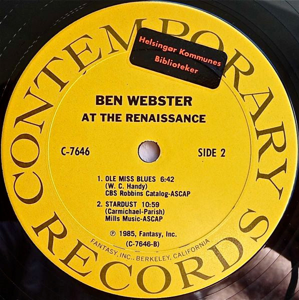 Ben Webster ~ At The Renaissance (Vinyl) - Djungel & Jazz