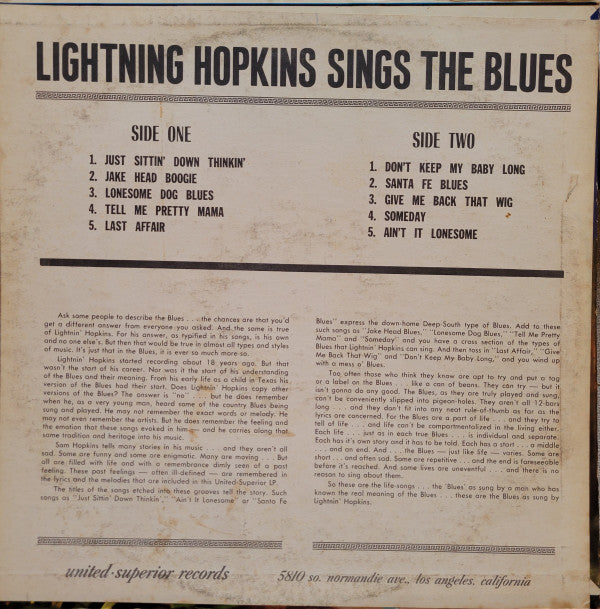 Lightning Hopkins ~ Sings The Blues (Vinyl) - Djungel & Jazz