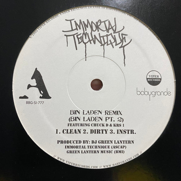 Immortal Technique ~ Bin Laden Remix (Bin Laden Pt. 2) (Vinyl) - Djungel & Jazz