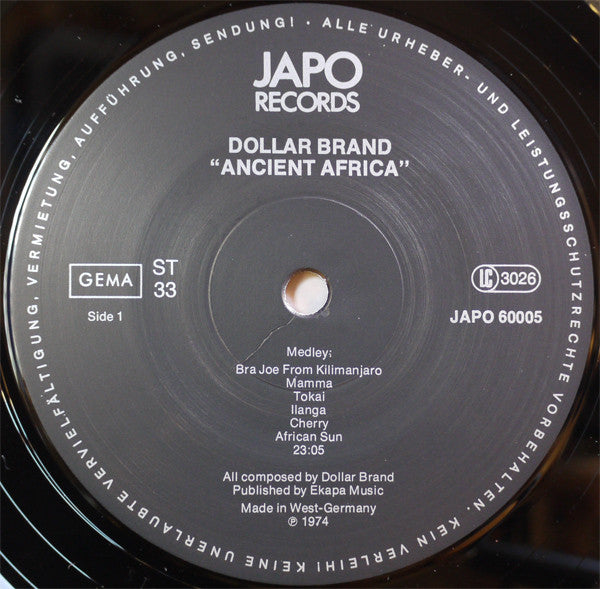 Dollar Brand ~ Ancient Africa (Vinyl) - Djungel & Jazz