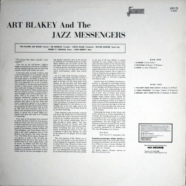 Art Blakey ~ Jazz Messengers (Vinyl) - Djungel & Jazz