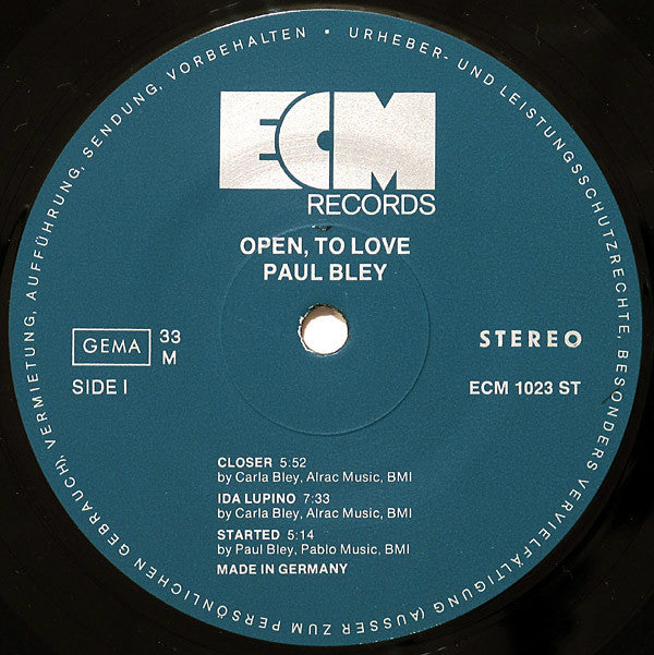 Paul Bley ~ Open, To Love (Vinyl) - Djungel & Jazz