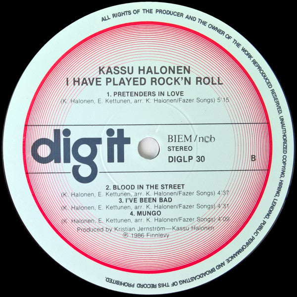 Kassu Halonen ~ I Have Played Rock'n Roll (Vinyl) - Djungel & Jazz
