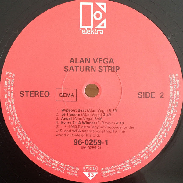 Alan Vega ~ Saturn Strip (Vinyl) - Djungel & Jazz