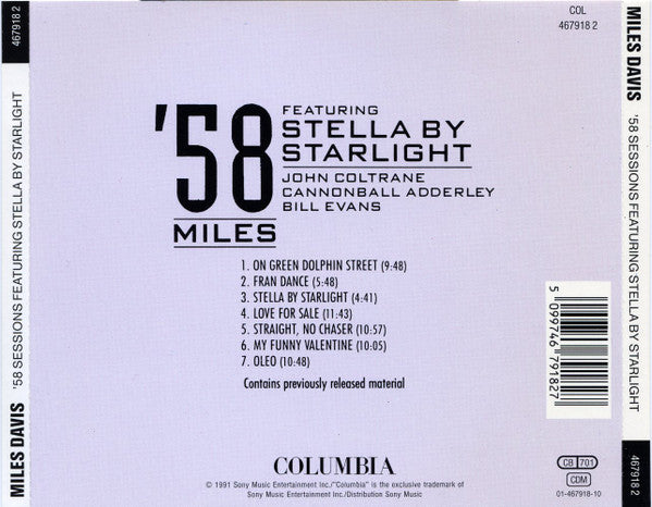 Miles Davis Featuring John Coltrane, Cannonball Adderley, Bill Evans ~ '58 Miles Featuring Stella By Starlight (Vinyl) - Djungel & Jazz