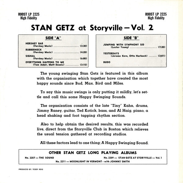 Stan Getz ~ At Storyville Volume II (Vinyl) - Djungel & Jazz