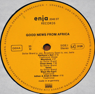 Dollar Brand Duo ~ Good News From Africa (Vinyl) - Djungel & Jazz