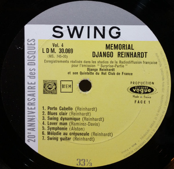 Django Reinhardt Et Son Quintette Du Hot Club De France : Memorial Django Reinhardt (LP, Comp)