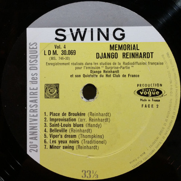 Django Reinhardt Et Son Quintette Du Hot Club De France : Memorial Django Reinhardt (LP, Comp)